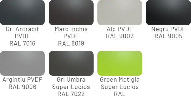 Culori disponibile Metigla Elit - finisaj PVDF / Super lucios